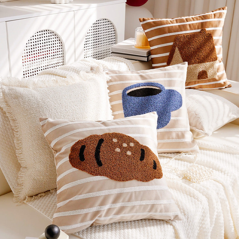Decorative Croissant-Themed Pillow