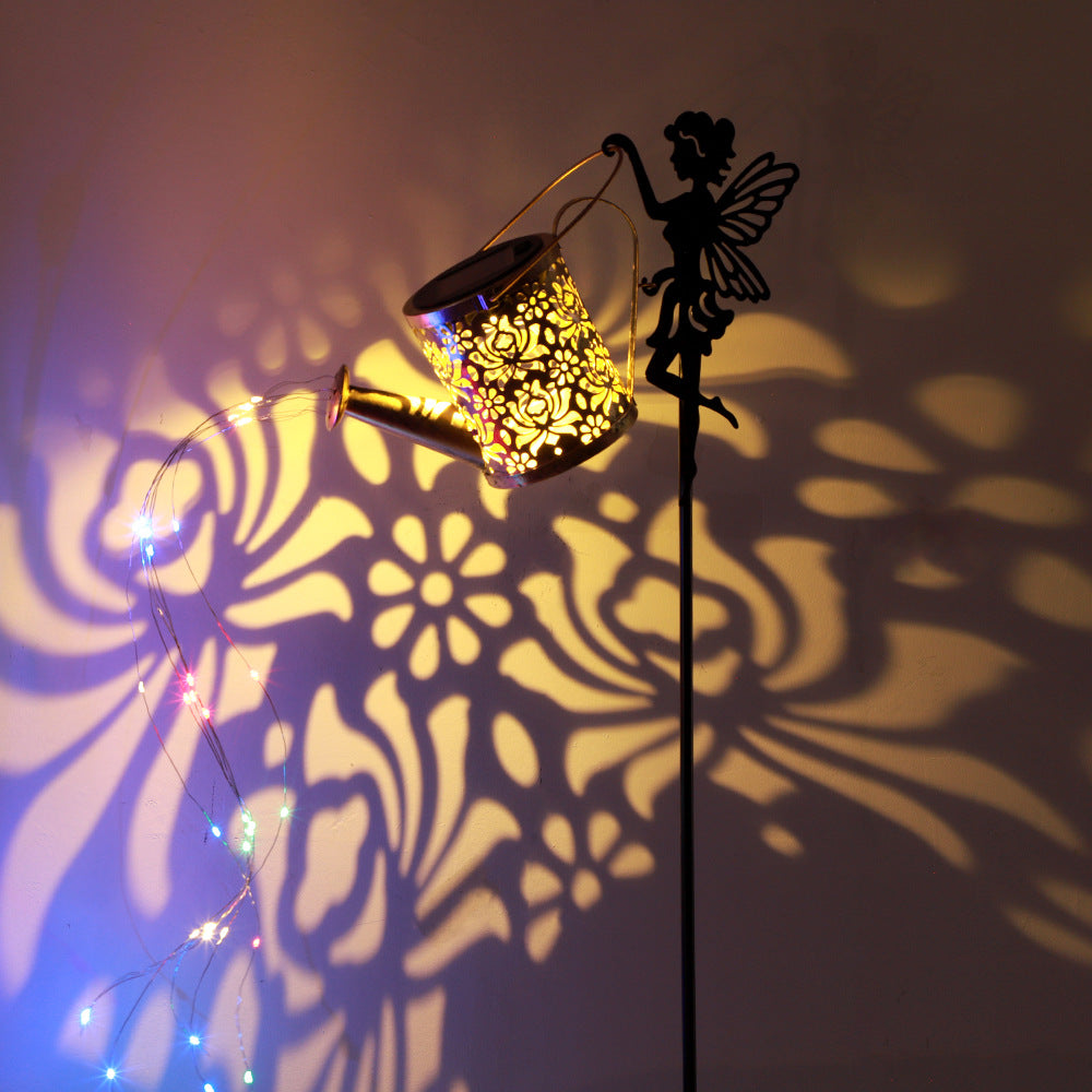 Solar Watering Can Fairy Garden Stake Light