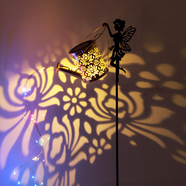 Solar Watering Can Fairy Garden Stake Light