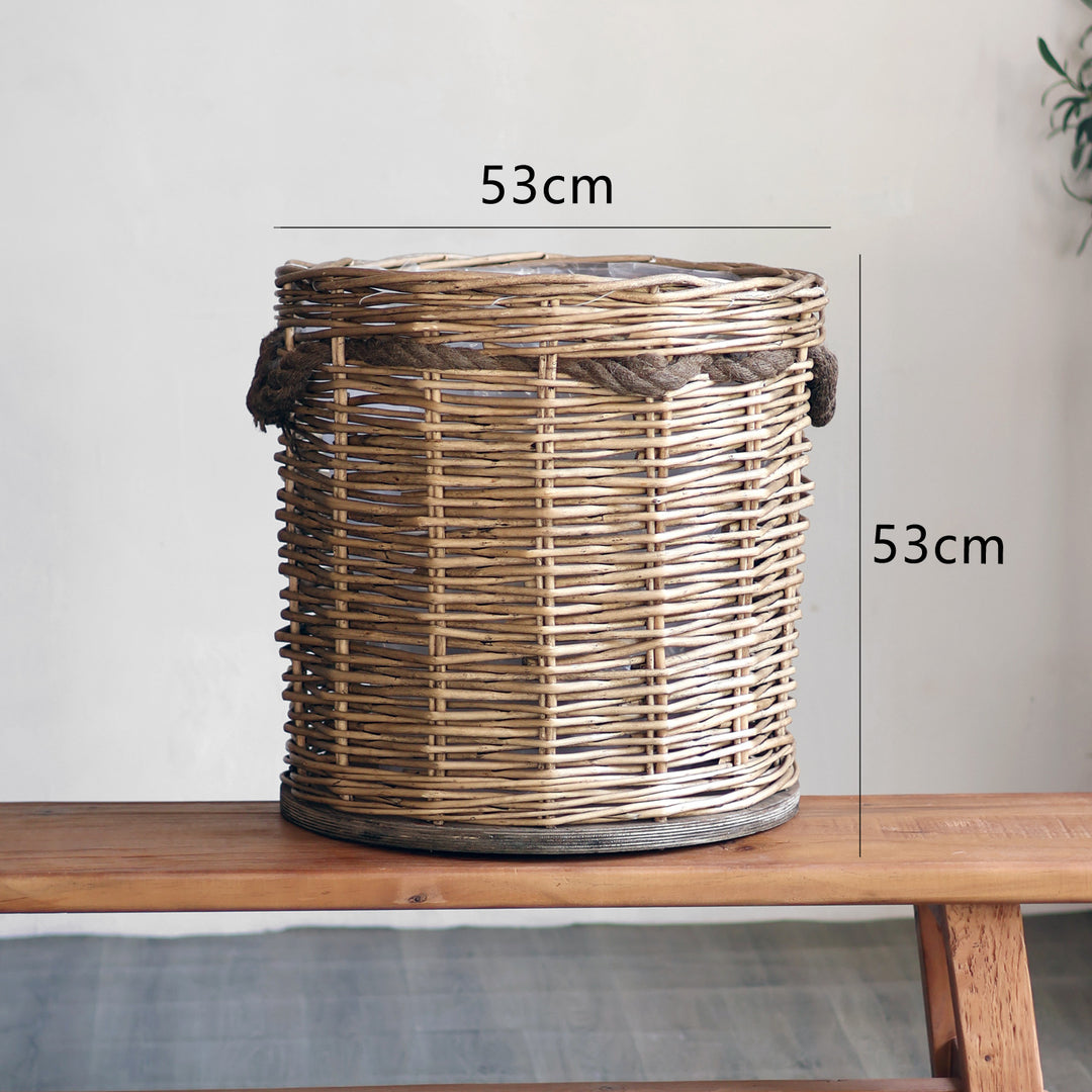Handcrafted laundry basket with weaving