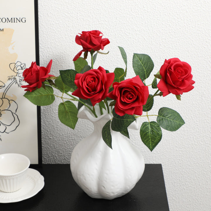Artificial Silk Rose with Leaves