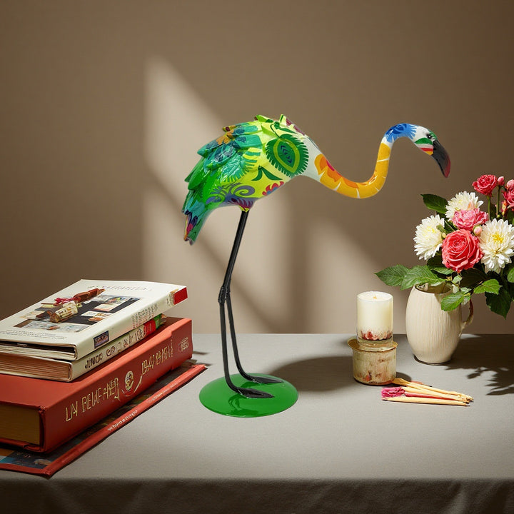 Artistically designed flamingo sculpture