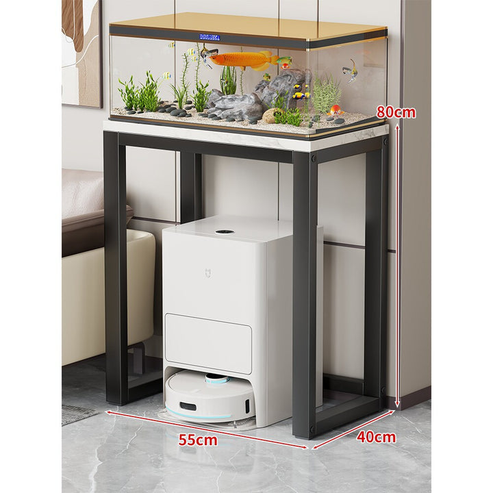 Modern Metal Frame Aquarium Console Table with Integrated LED Hood