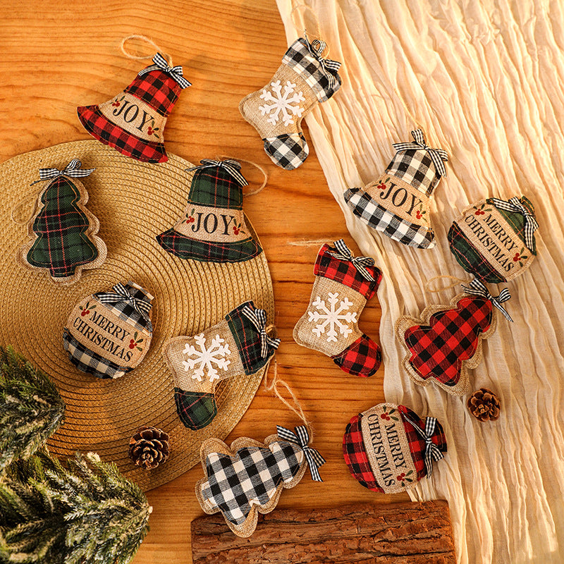 Decorative Christmas tree ornaments in rustic look