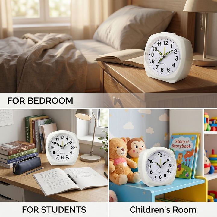 Analog alarm clock with night light and snooze function