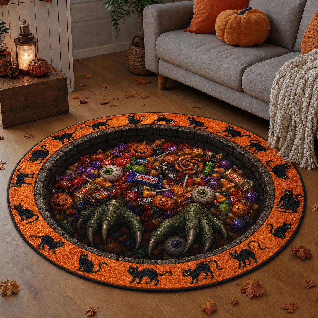 Spooky Halloween-Themed Decorative Round Area Rug