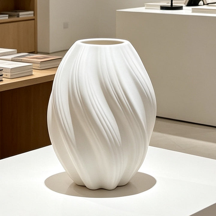 Elegant Vertical Ribbed Decorative Vase