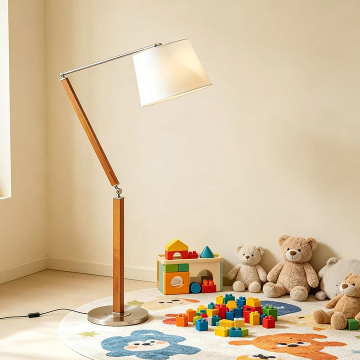 Adjustable wooden arch floor lamp