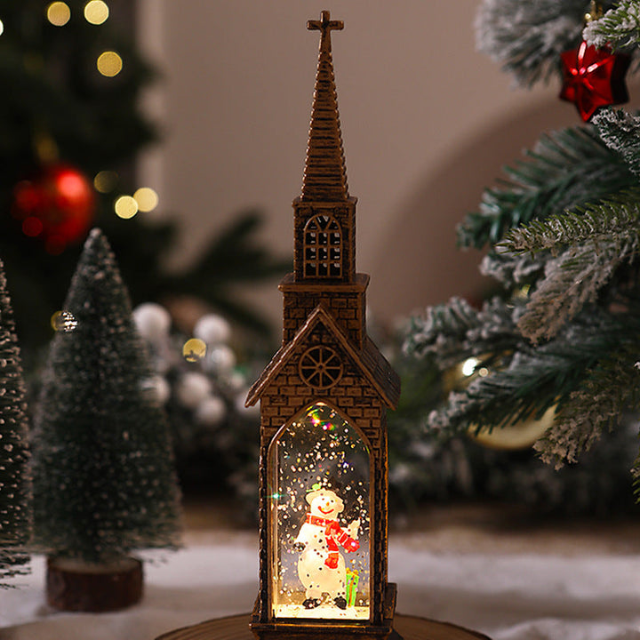 Nostalgic Christmas lantern with movable Santa motif