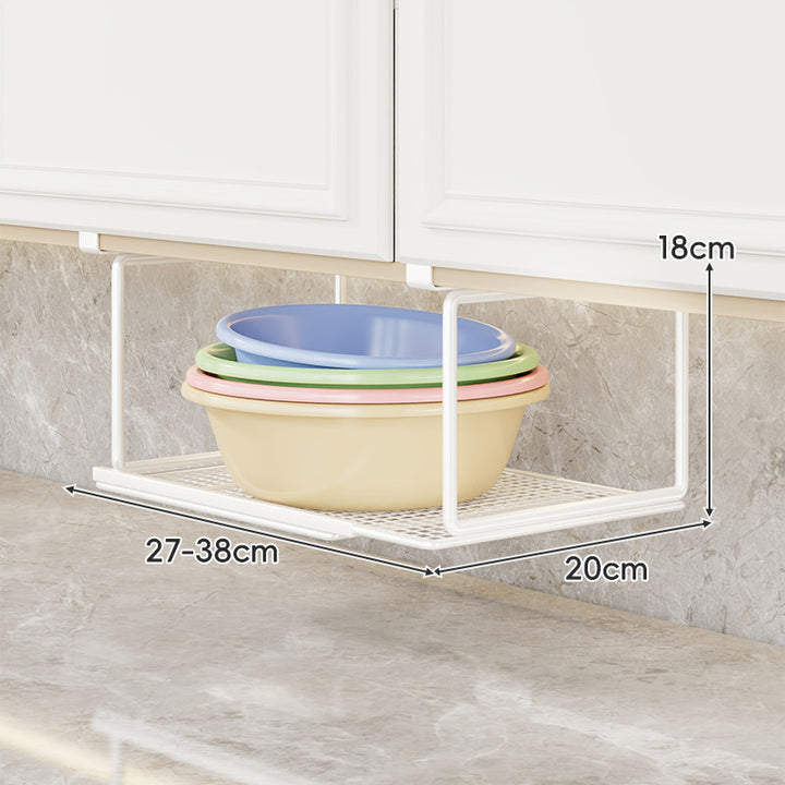 Telescoping Under-Cabinet Hanging Shelf with Non-Slip Mesh Tray