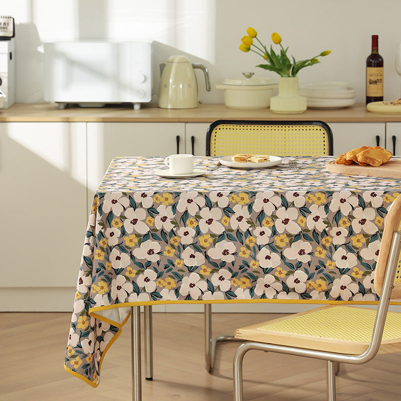 Washable coated cotton tablecloth with vintage fruit and flower pattern