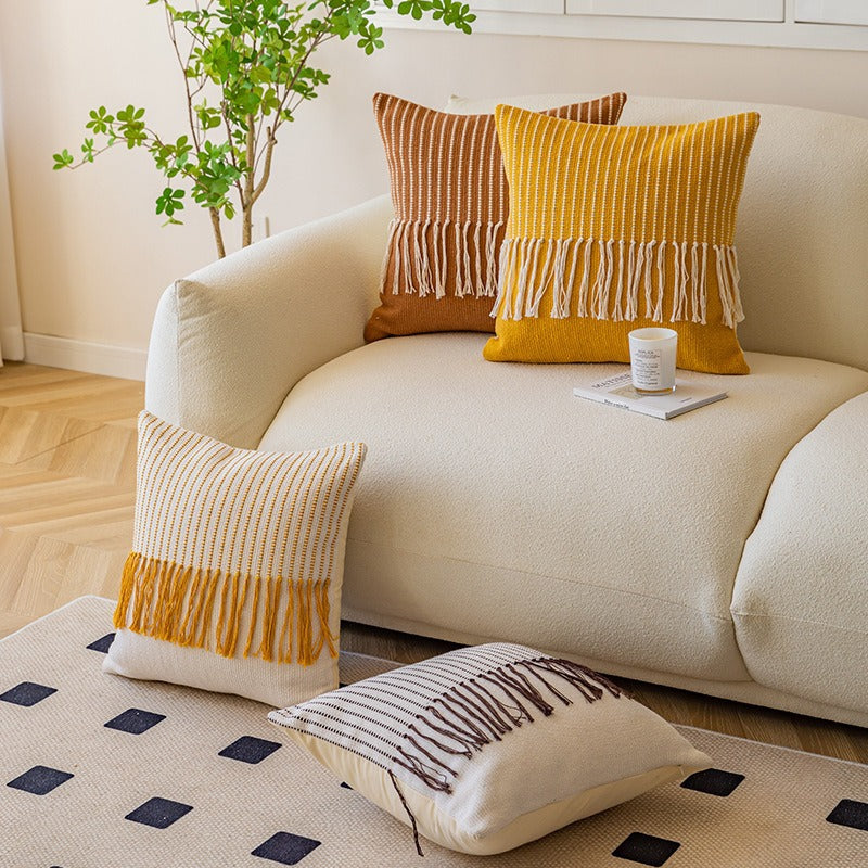 Textured Fringe Throw Pillow