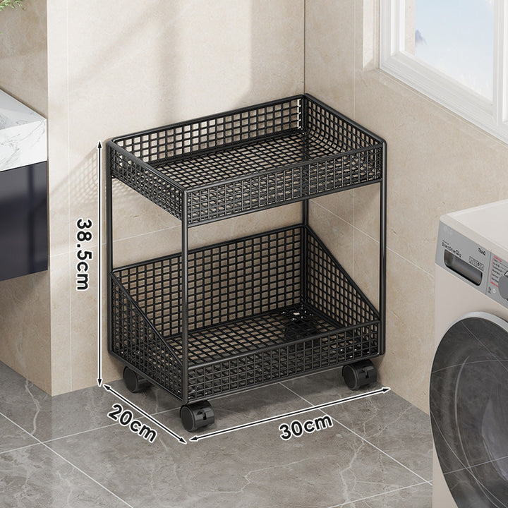 Compact Tiered Metal Mesh Storage Shelf Organizer for Bathroom and Laundry