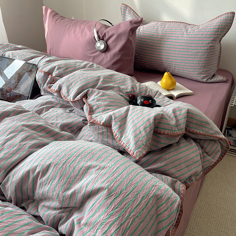 Decorative Striped Duvet Cover Set Avarnia