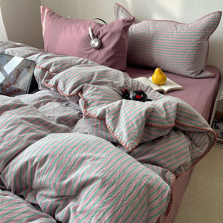 Decorative Striped Duvet Cover Set Avarnia