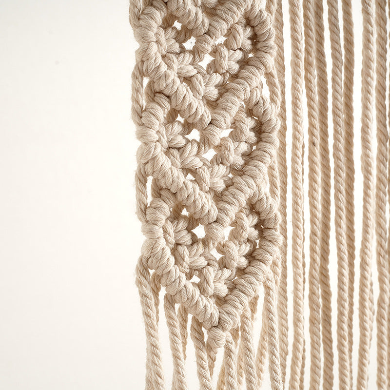 Macramé Wall Hanging Art with Wooden Shelf