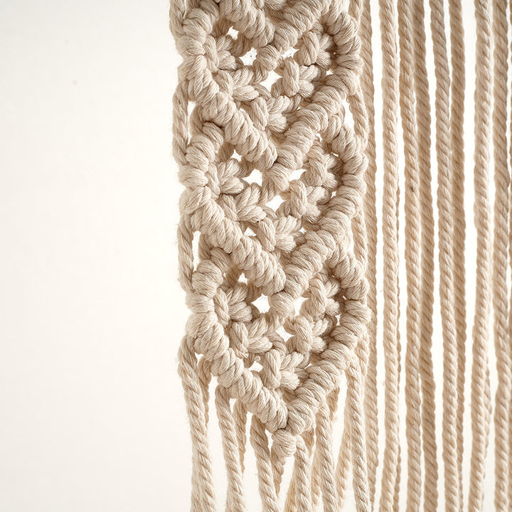 Macramé Wall Hanging Art with Wooden Shelf