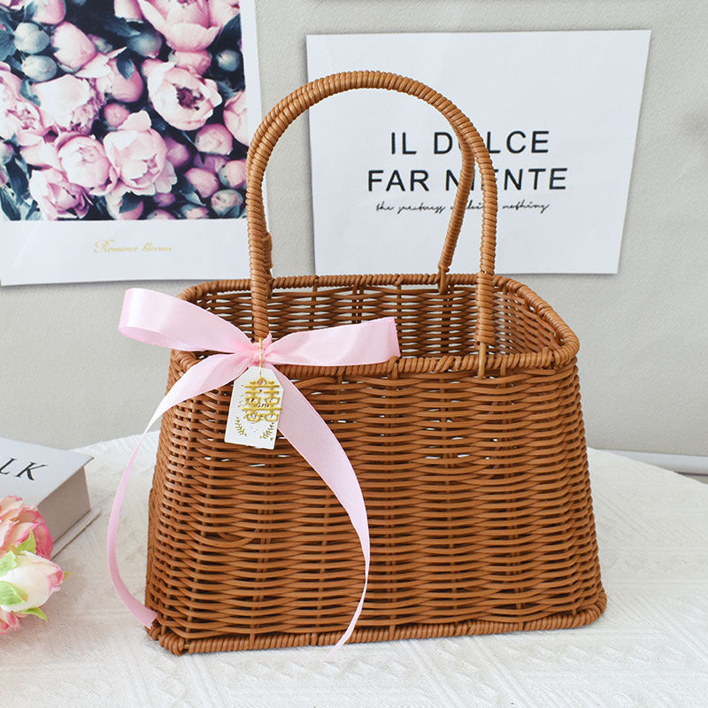 Elegant Handcrafted Rattan Tote Basket