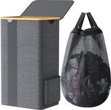 Practical laundry container with removable mesh bag