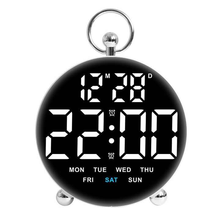 Digital alarm clock with large LED display and alarm function