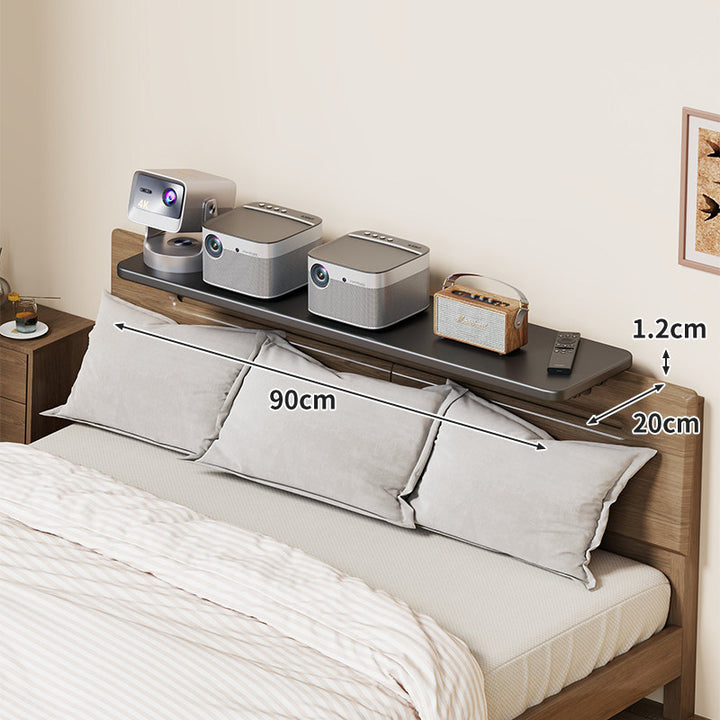 Wall-Mounted Slim Floating Headboard Shelf with Rounded Corners and Concealed Brackets