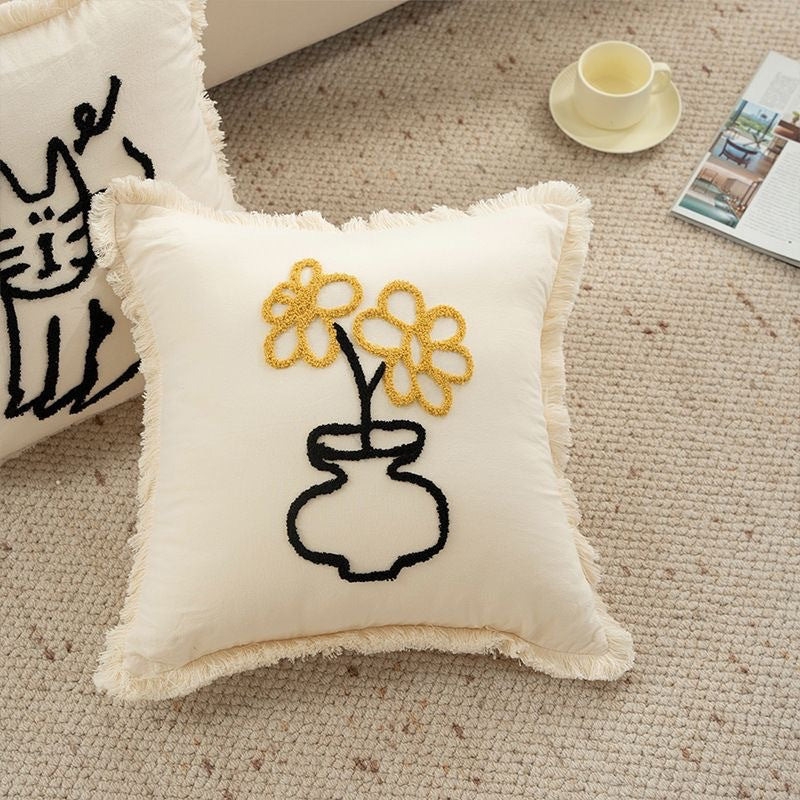 Artistic Table and Chairs Throw Pillow