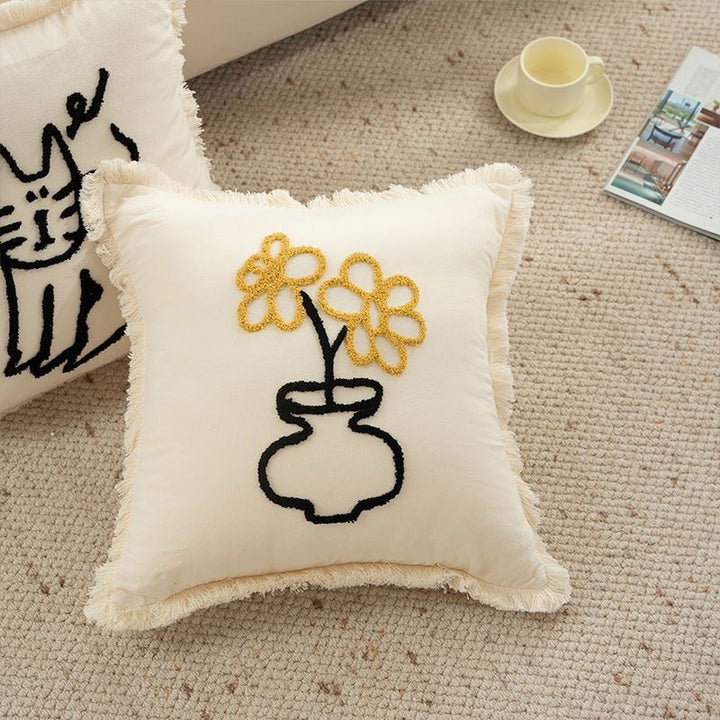 Artistic Table and Chairs Throw Pillow