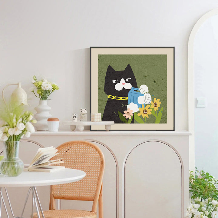 Decorative Cat-Themed Framed Artwork