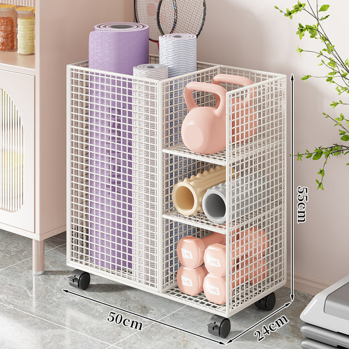 Vertical Rolling Fitness Gear Organizer with Mesh Compartments