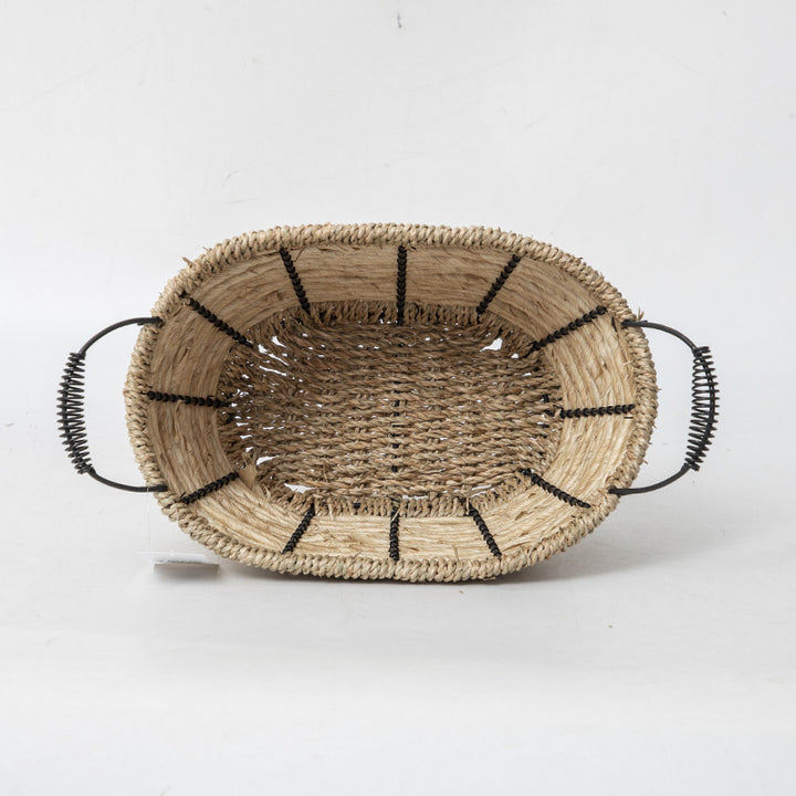 Practical storage basket with stainless steel handles