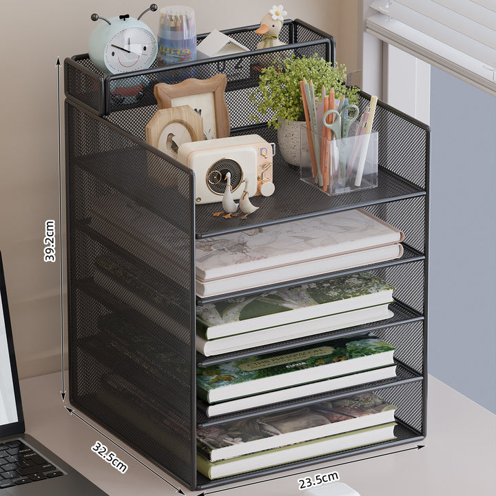 Multi-tier mesh desktop organizer with document holders