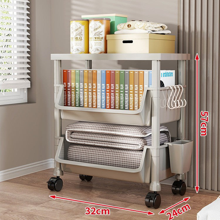 Compact Two-Tier Rolling Storage Cart with Removable Bins and Swivel Casters