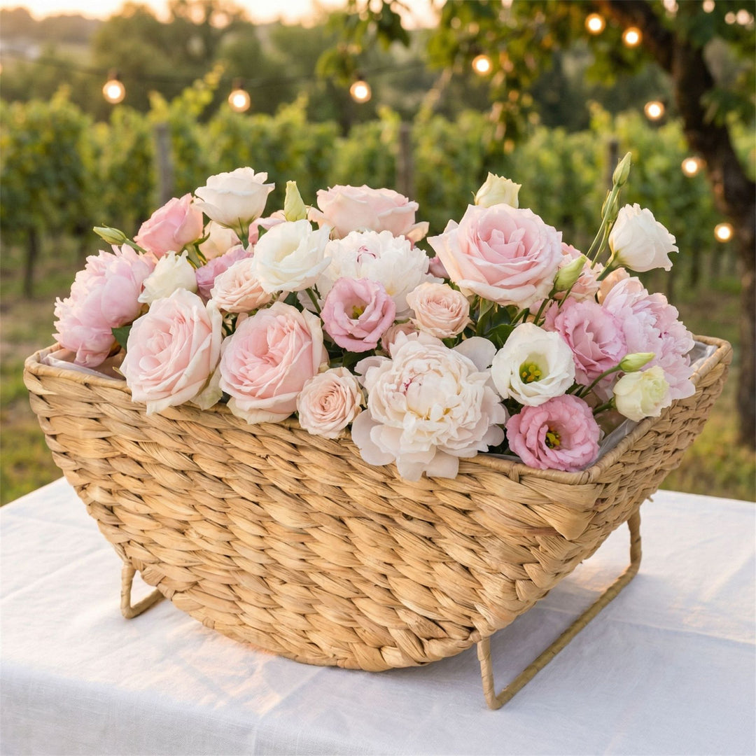 Decorative basket for storing blankets and magazines