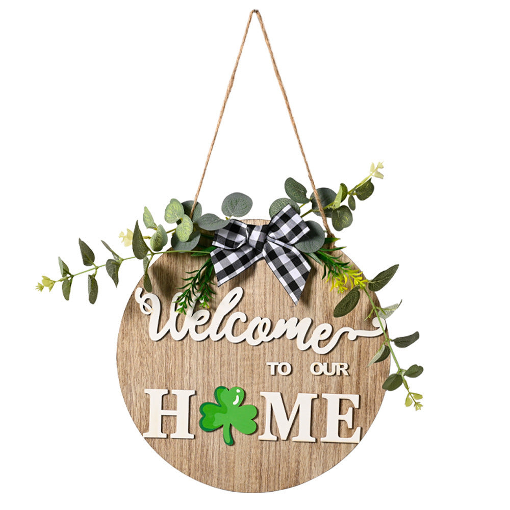 Decorative wooden sign with welcome message