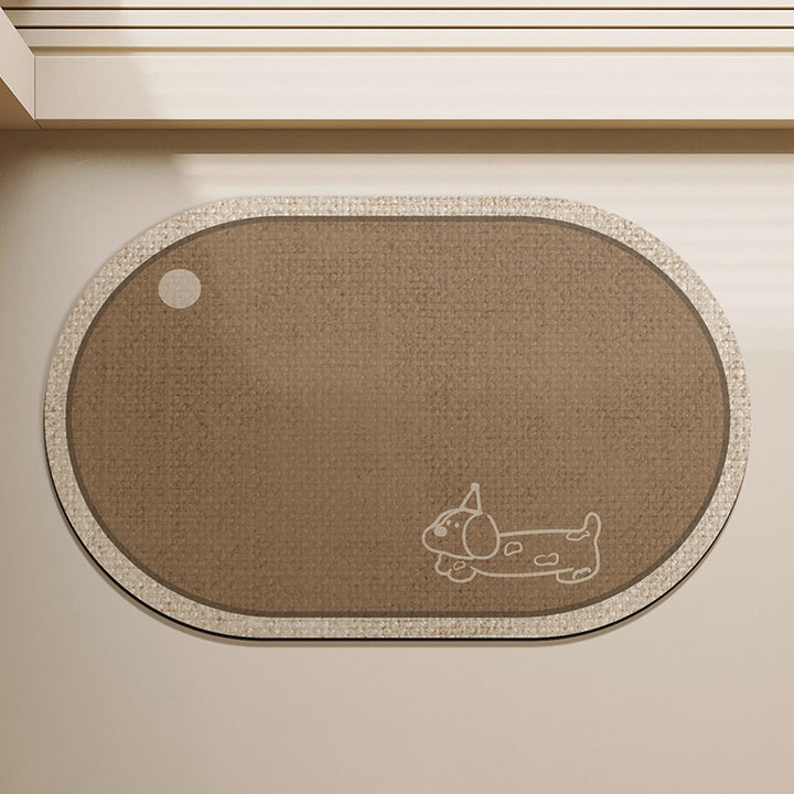 Cartoon Dog-Illustrated Entryway Mat for Home
