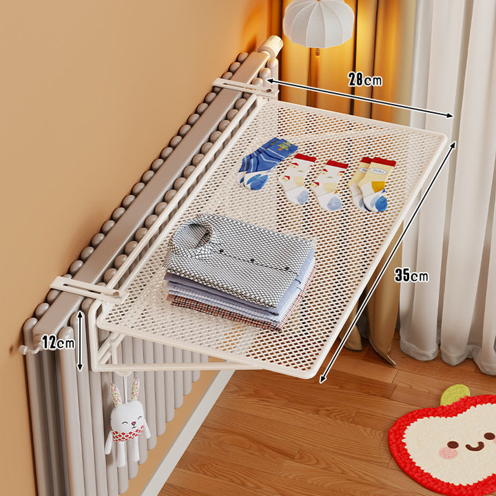 Radiator-Mounted Foldable Mesh Drying Shelf