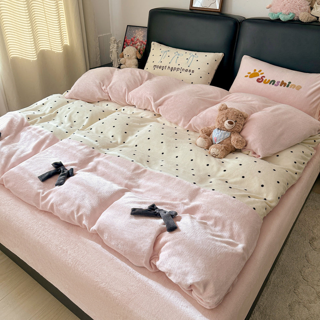 Soft Flannel Checkered Duvet Cover Set