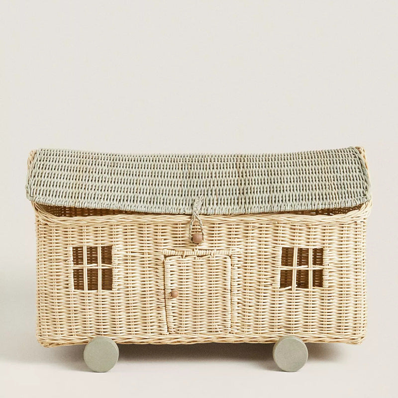 Handcrafted storage basket in house design