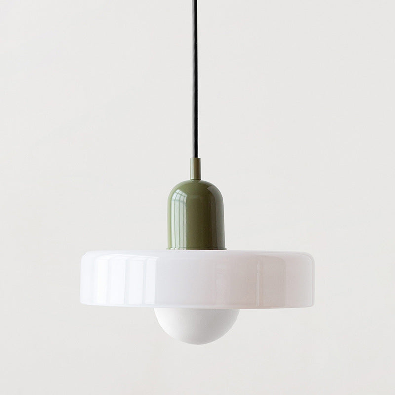 Minimalistic ceramic pendant lamp with layered bell shade