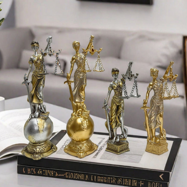 Elegant statue of Justitia in artistic details