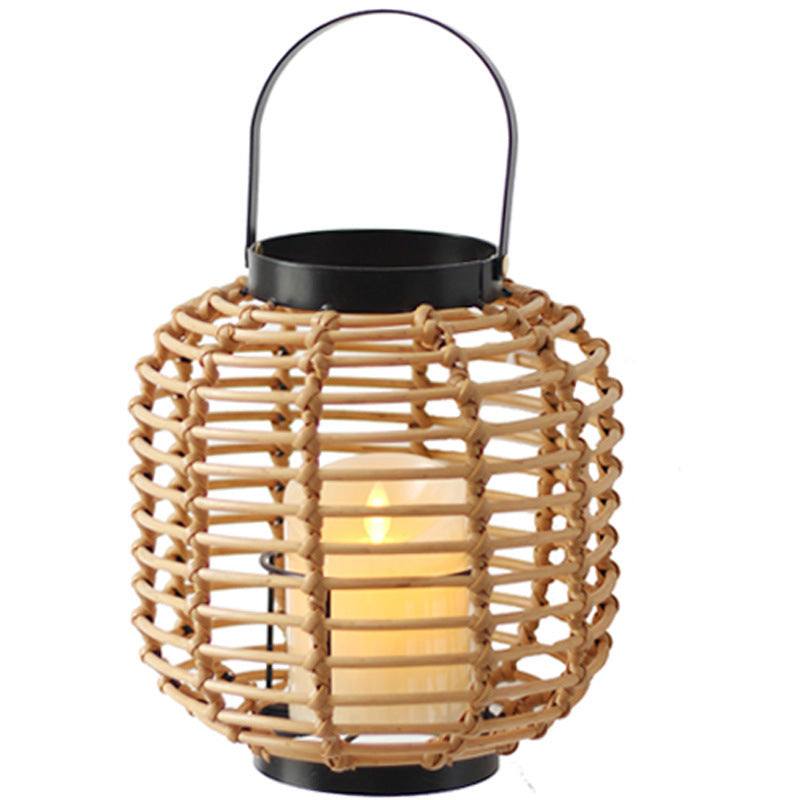 Decorative lantern made of braided rattan