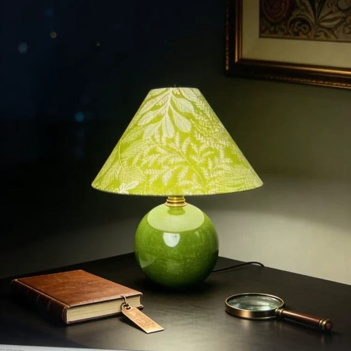 Botanically patterned table lamp