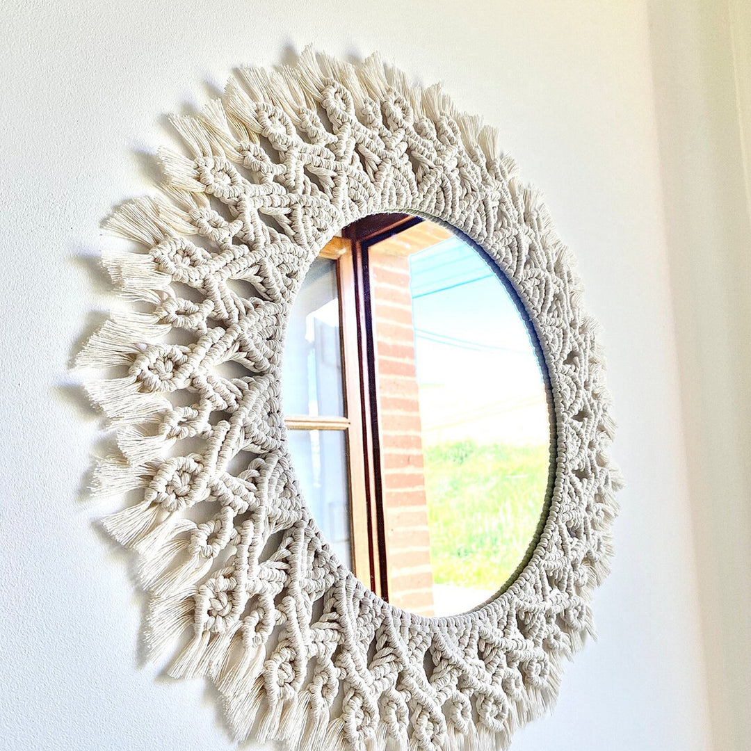 Decorative Macrame Round Wall Mirror