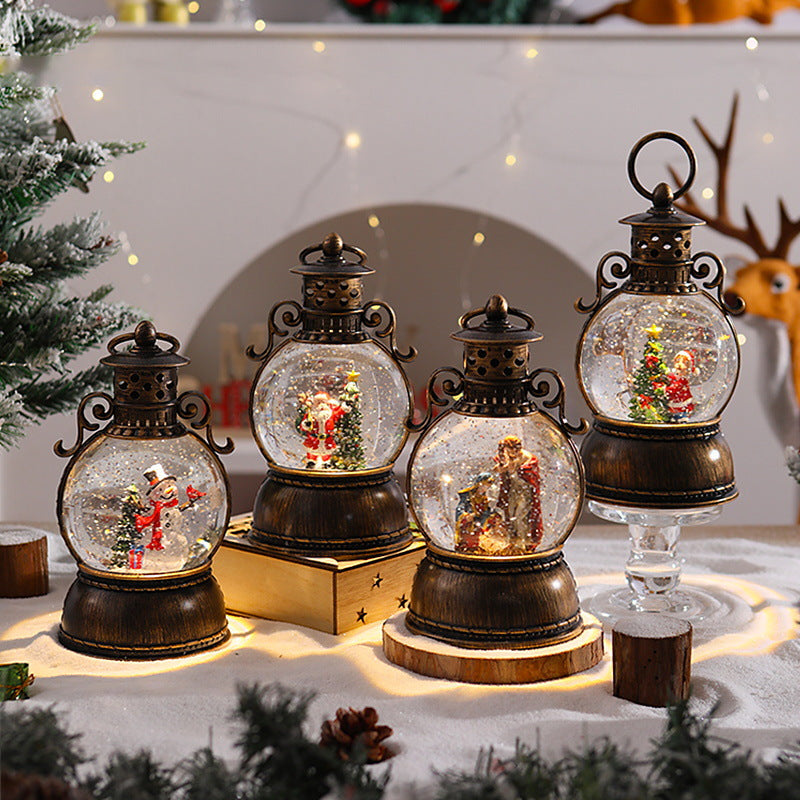 Nostalgic Christmas lantern with snow globe