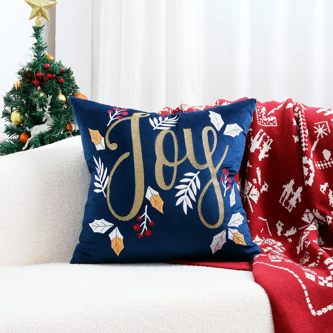 Decorative Holiday Throw Pillow with Deer Silhouette