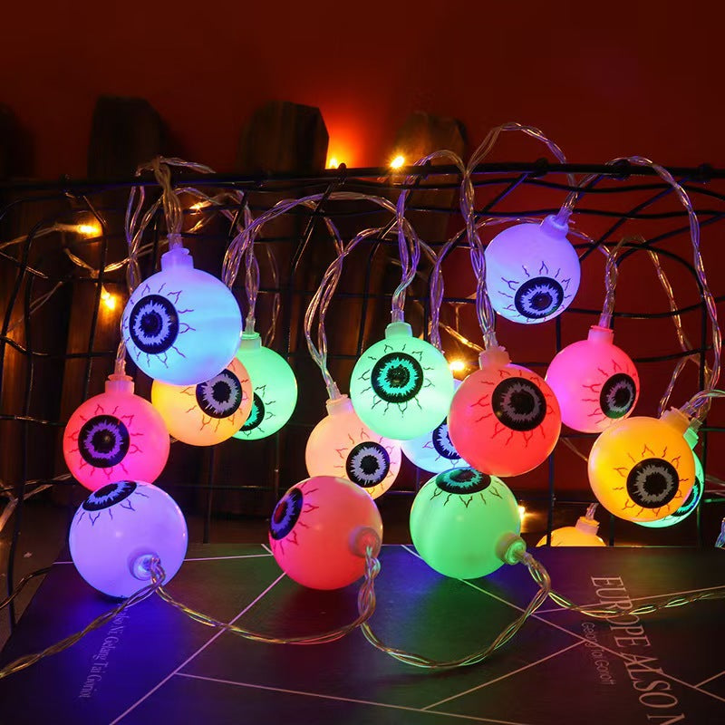 Spooky Thematic Glowing Eyeball Garland LED Ambient String Lights with Battery Controller