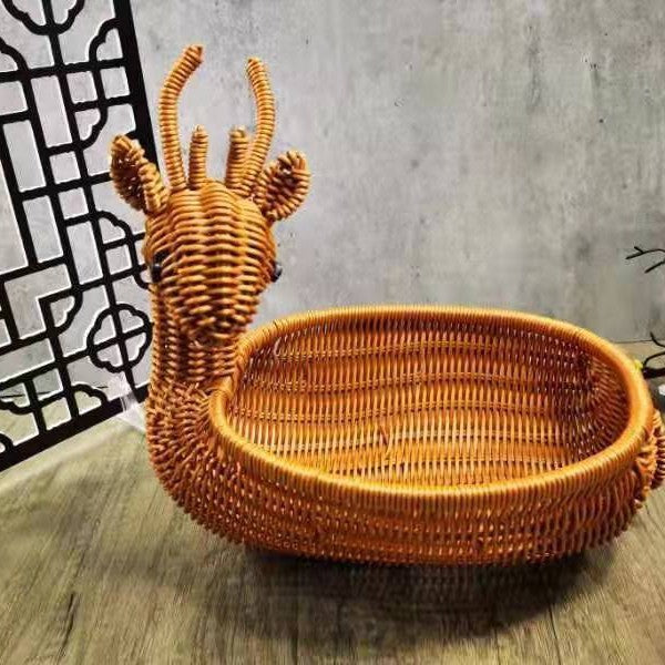 Decorative Woven Dog-Shaped Storage Basket