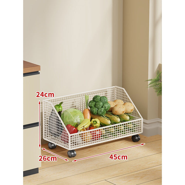 Two-Tier Mesh Rolling Kitchen Produce Storage Cart