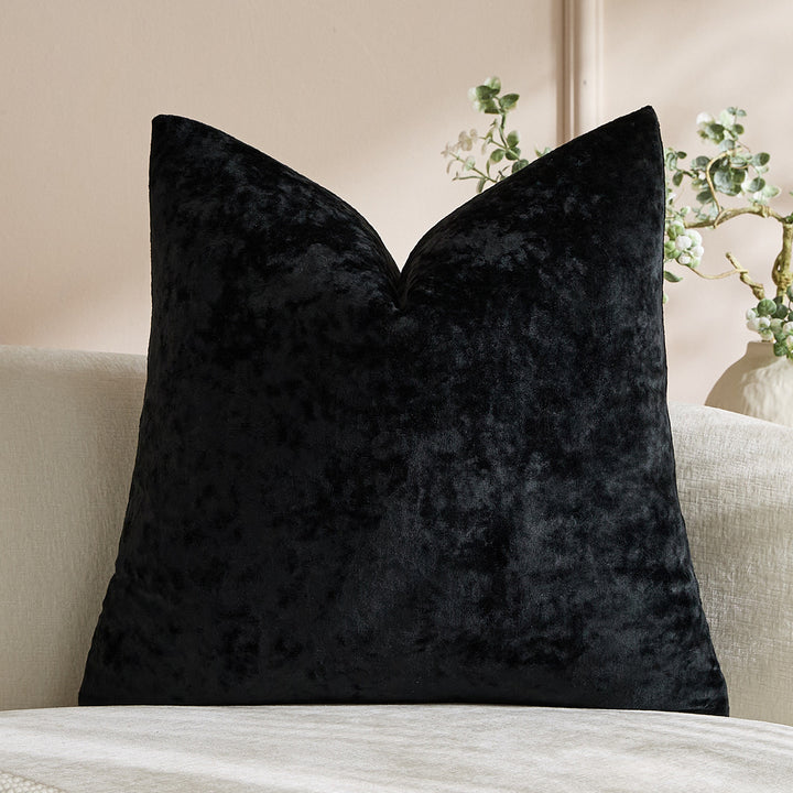 Luxurious Crushed Velvet Square Cushion Cover with Plush Faux-Fur Texture and Invisible Zip