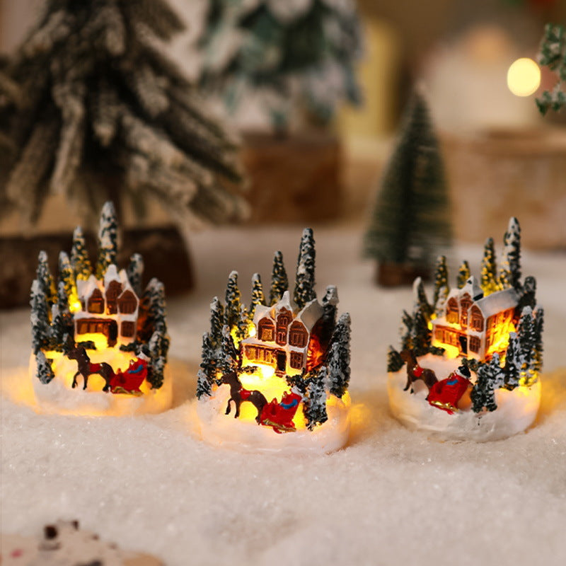 Illuminated Christmas village scene